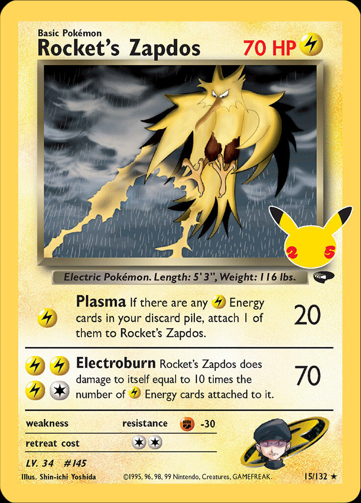 Rocket's Zapdos (15/132) [Celebrations: 25th Anniversary - Classic Collection] | Devastation Store