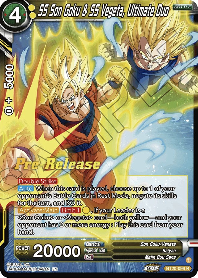 SS Son Goku & SS Vegeta, Ultimate Duo (BT20-096) [Power Absorbed Prerelease Promos] | Devastation Store