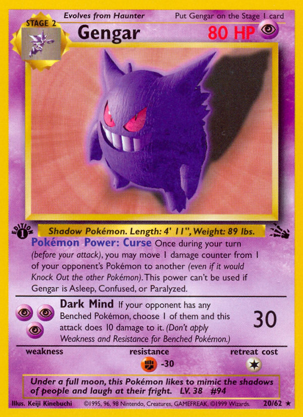 Gengar (20/62) [Fossil 1st Edition] | Devastation Store