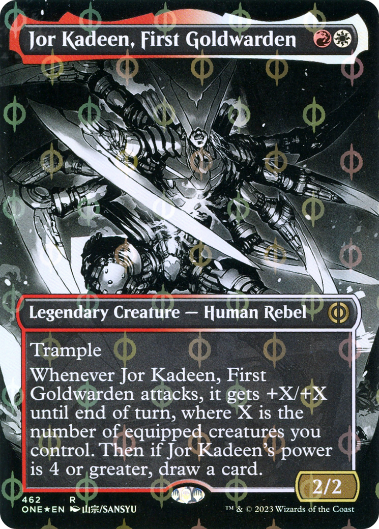 Jor Kadeen, First Goldwarden (Borderless Manga Step-and-Compleat Foil) [Phyrexia: All Will Be One] | Devastation Store