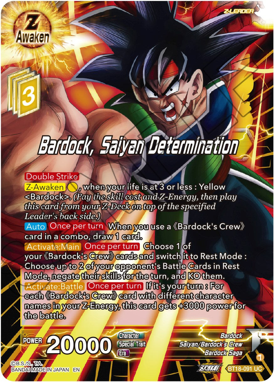 Bardock, Saiyan Determination (BT18-091) [Dawn of the Z-Legends] | Devastation Store