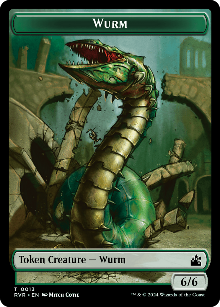 Elf Knight // Wurm Double-Sided Token [Ravnica Remastered Tokens] | Devastation Store