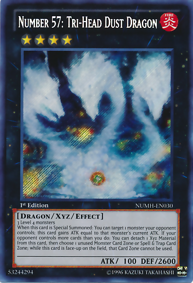 Number 57: Tri-Head Dust Dragon [NUMH-EN030] Secret Rare | Devastation Store