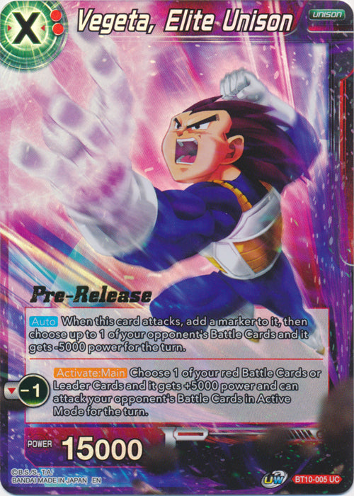 Vegeta, Elite Unison (BT10-005) [Rise of the Unison Warrior Prerelease Promos] | Devastation Store