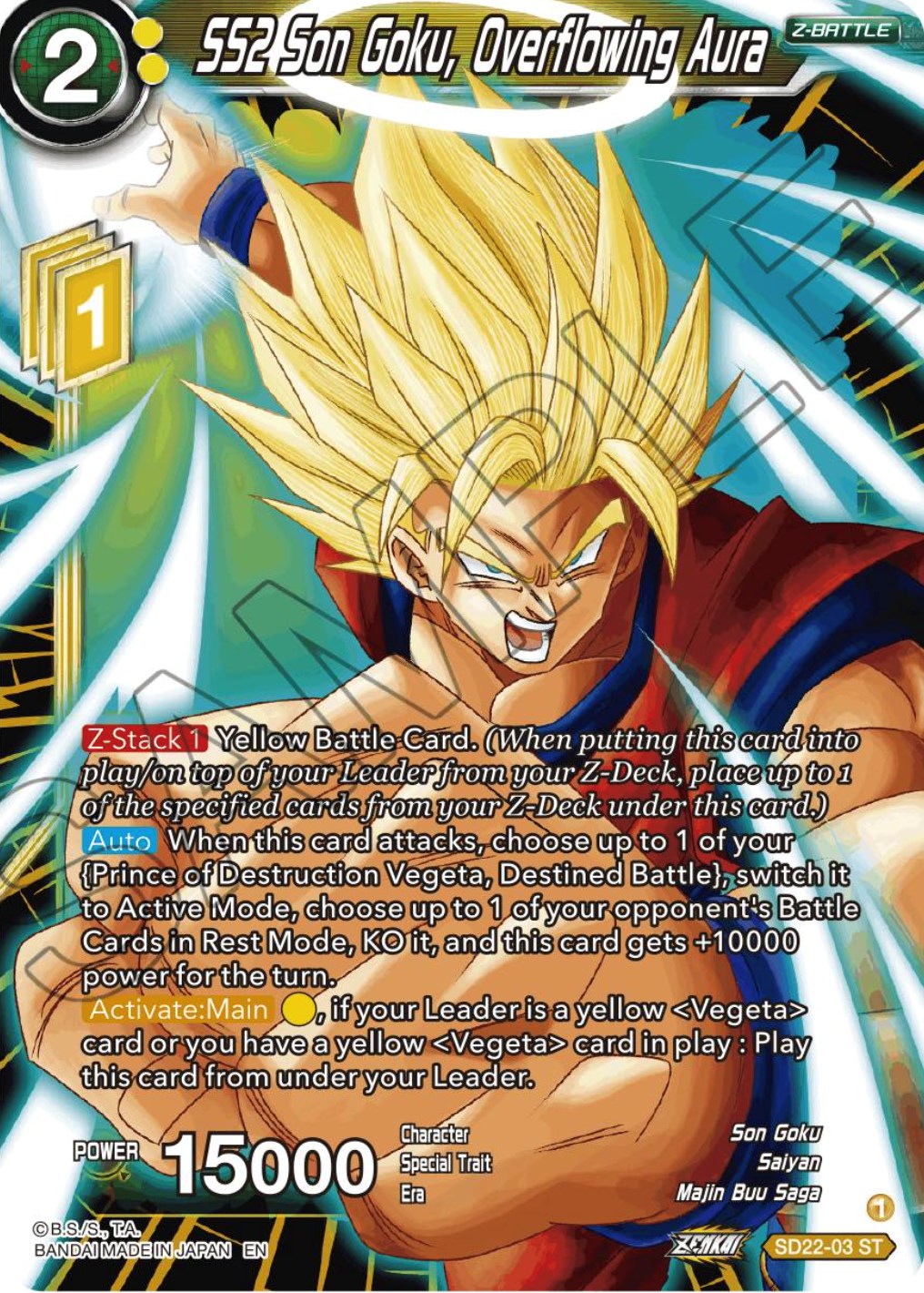 SS2 Son Goku, Overflowing Aura (Starter Deck Exclusive) (SD22-03) [Power Absorbed] | Devastation Store