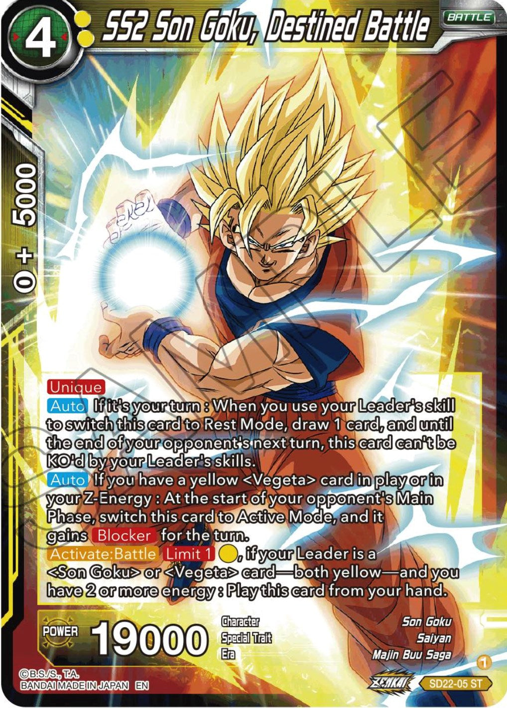 SS2 Son Goku, Destined Battle (Starter Deck Exclusive) (SD22-05) [Power Absorbed] | Devastation Store