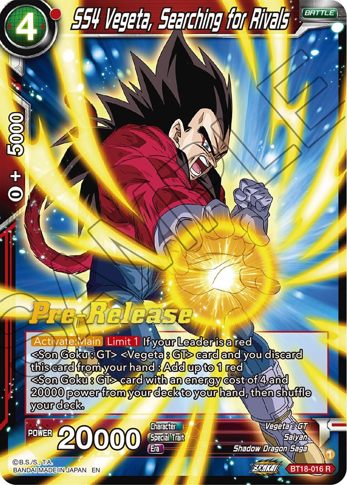 SS4 Vegeta, Searching for Rivals (BT18-016) [Dawn of the Z-Legends Prerelease Promos] | Devastation Store