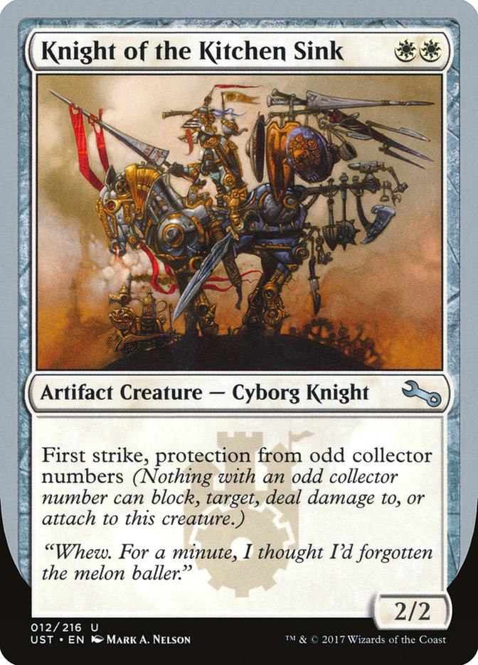 Knight of the Kitchen Sink ("protection from odd collector numbers") [Unstable] - Devastation Store | Devastation Store