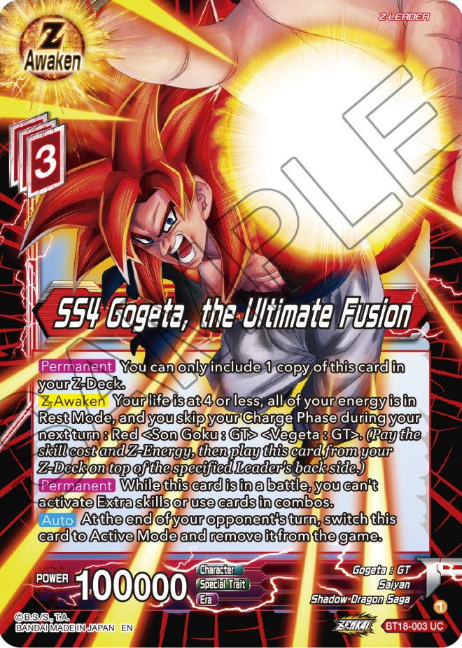 SS4 Gogeta, the Ultimate Fusion (BT18-003) [Dawn of the Z-Legends] | Devastation Store