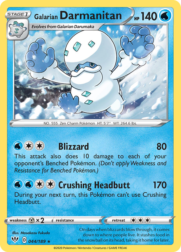 Galarian Darmanitan (044/189) (Cracked Ice Holo) (Theme Deck Exclusive) [Sword & Shield: Darkness Ablaze] | Devastation Store