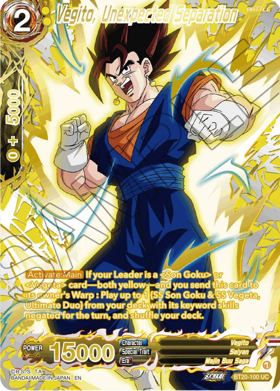 Vegito, Unexpected Separation (Gold-Stamped) (BT20-100) [Power Absorbed] | Devastation Store
