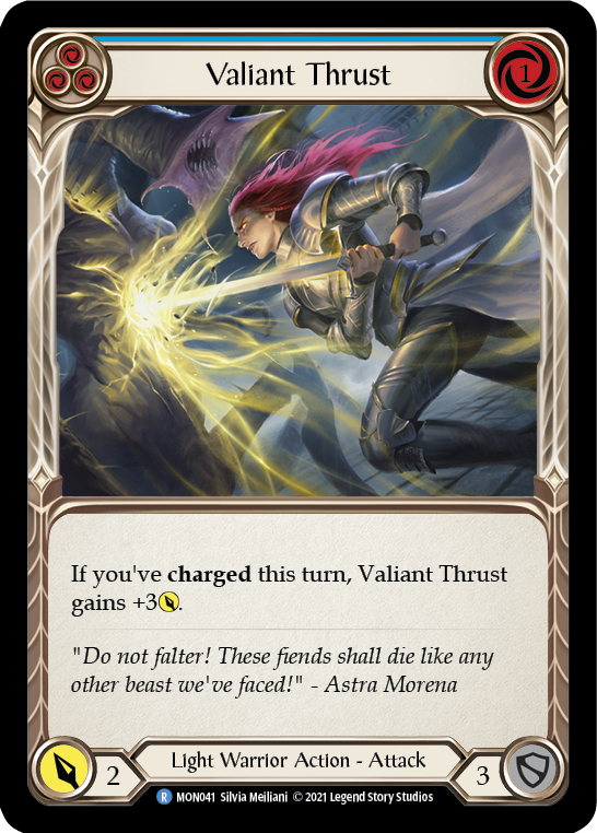 Valiant Thrust (Blue) (Rainbow Foil) [MON041-RF] 1st Edition Rainbow Foil - Devastation Store | Devastation Store