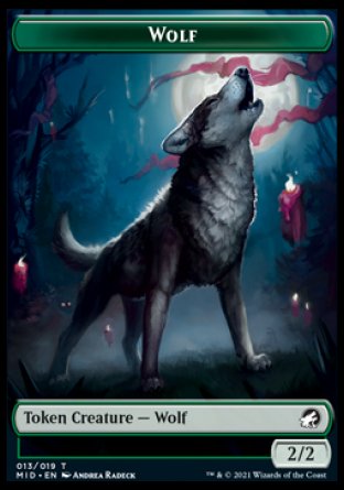 Wolf // Zombie (015) Double-sided Token [Innistrad: Midnight Hunt Tokens] | Devastation Store