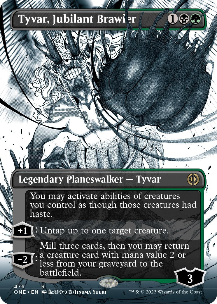 Tyvar, Jubilant Brawler (Borderless Manga Step-and-Compleat Foil) [Phyrexia: All Will Be One] | Devastation Store