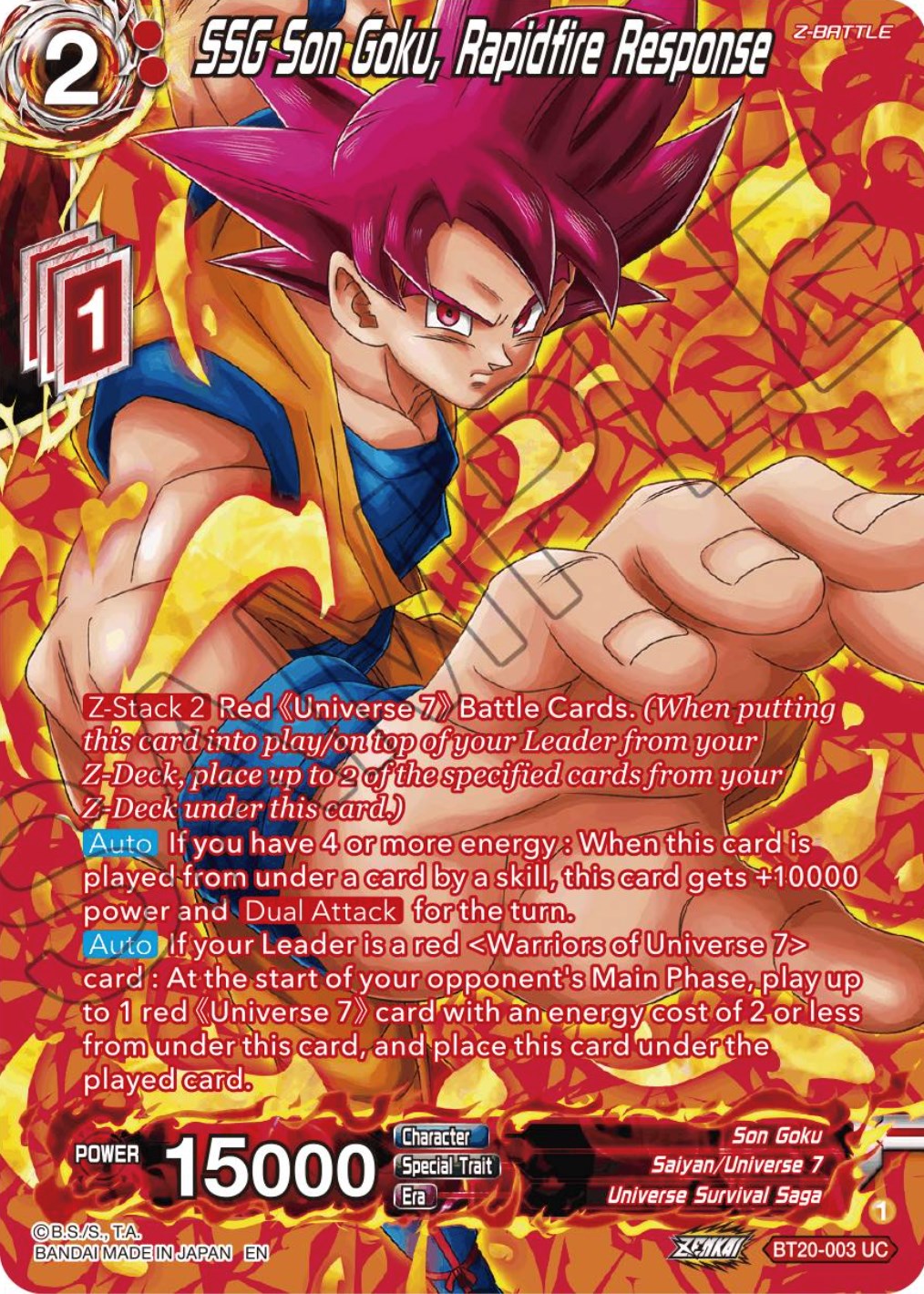SSG Son Goku, Rapidfire Response (Silver Foil) (BT20-003) [Power Absorbed] | Devastation Store