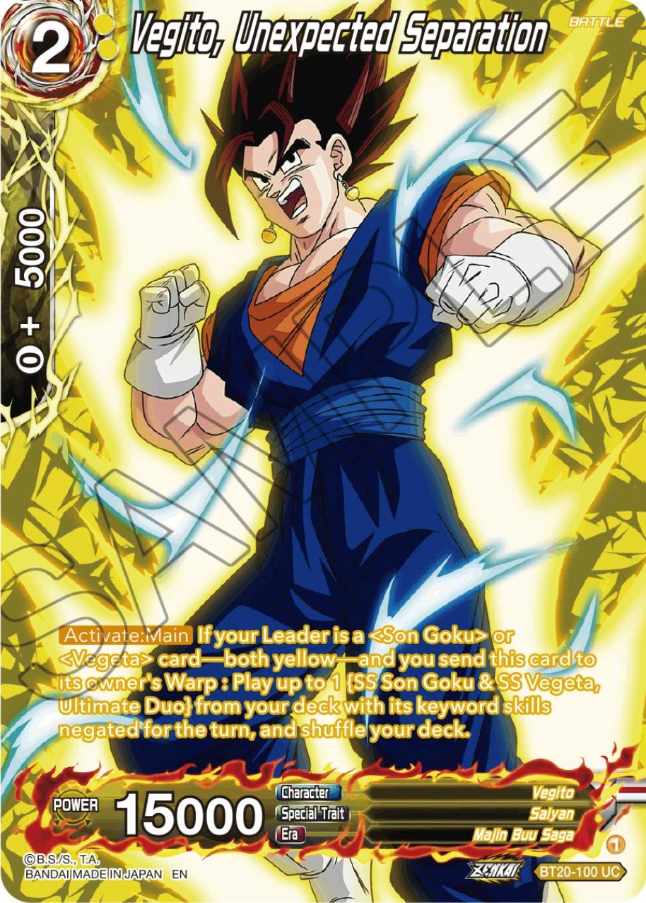 Vegito, Unexpected Separation (Silver Foil) (BT20-100) [Power Absorbed] | Devastation Store