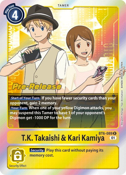 T.K. Takaishi & Kari Kamiya [BT6-089] [Double Diamond Pre-Release Cards] | Devastation Store