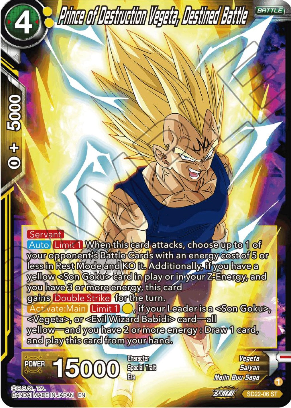 Prince of Destruction Vegeta, Destined Battle (Starter Deck Exclusive) (SD22-06) [Power Absorbed] | Devastation Store