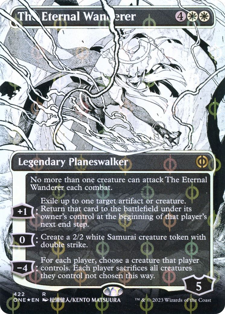 The Eternal Wanderer (Borderless Manga Step-and-Compleat Foil) [Phyrexia: All Will Be One] | Devastation Store