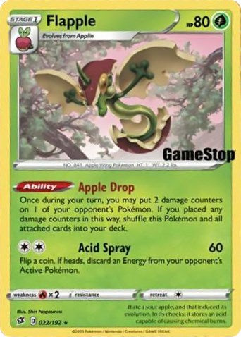 Flapple (022/192) (Gamestop Exclusive) [Sword & Shield: Rebel Clash] | Devastation Store