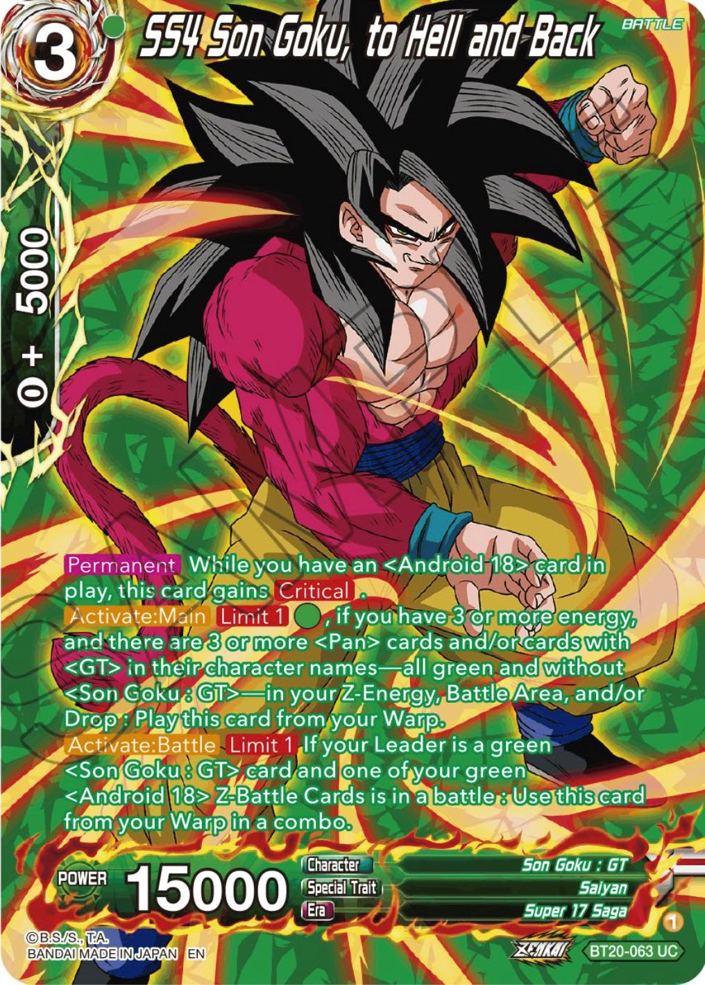 SS4 Son Goku, to Hell and Back (Silver Foil) (BT20-063) [Power Absorbed] | Devastation Store