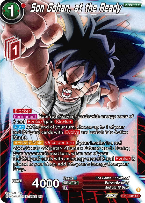Son Gohan, at the Ready (BT19-005) [Fighter's Ambition] | Devastation Store