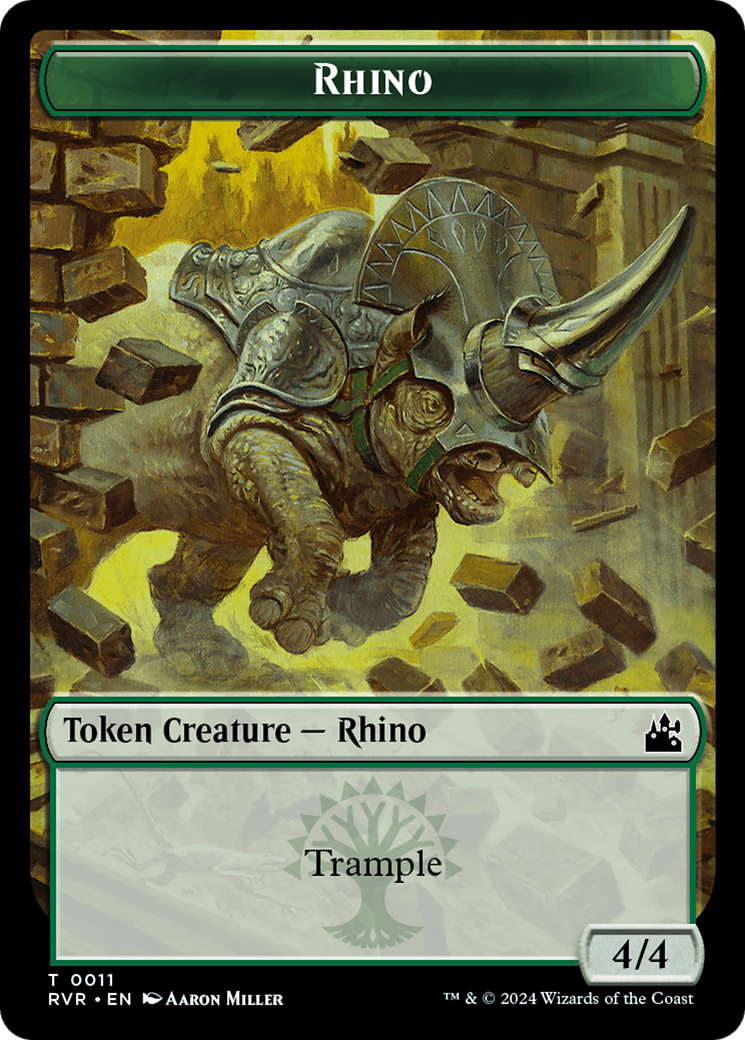 Spirit (0018) // Rhino Double-Sided Token [Ravnica Remastered Tokens] | Devastation Store