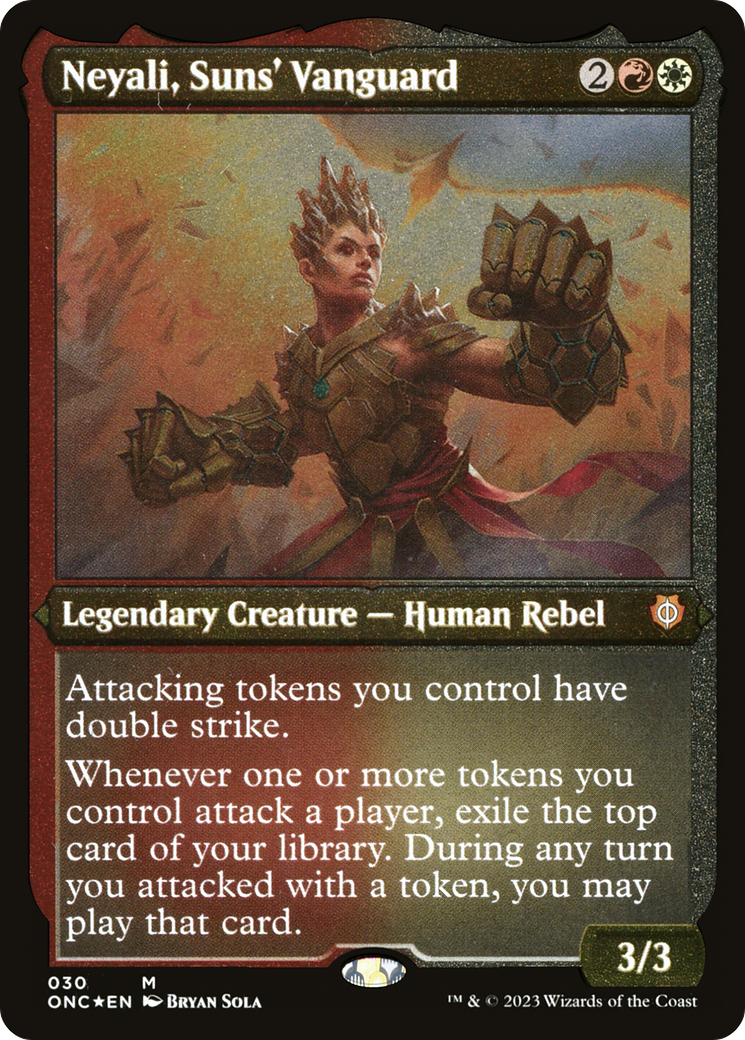 Neyali, Suns' Vanguard (Foil Etched) (Display Commander) [Phyrexia: All Will Be One Commander] | Devastation Store