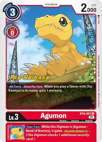 Agumon [BT6-007] [Double Diamond Pre-Release Cards] | Devastation Store