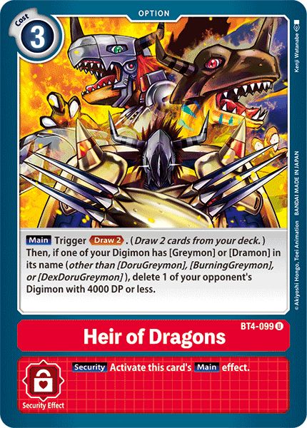 Heir of Dragons [BT4-099] [Great Legend] | Devastation Store
