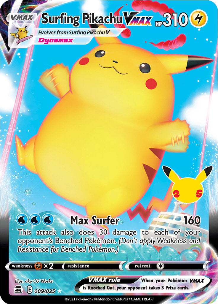 Surfing Pikachu VMAX (009/025) [Celebrations: 25th Anniversary] | Devastation Store