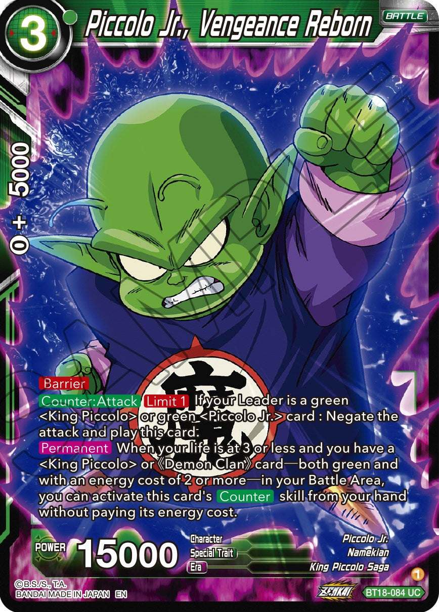 Piccolo Jr., Vengeance Reborn (BT18-084) [Dawn of the Z-Legends] | Devastation Store