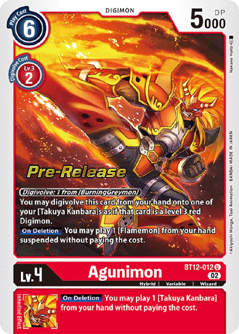 Agunimon [BT12-012] [Across Time Pre-Release Cards] | Devastation Store