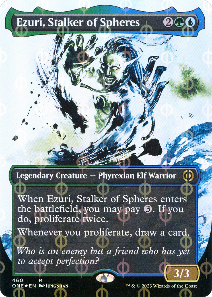 Ezuri, Stalker of Spheres (Borderless Ichor Step-and-Compleat Foil) [Phyrexia: All Will Be One] | Devastation Store