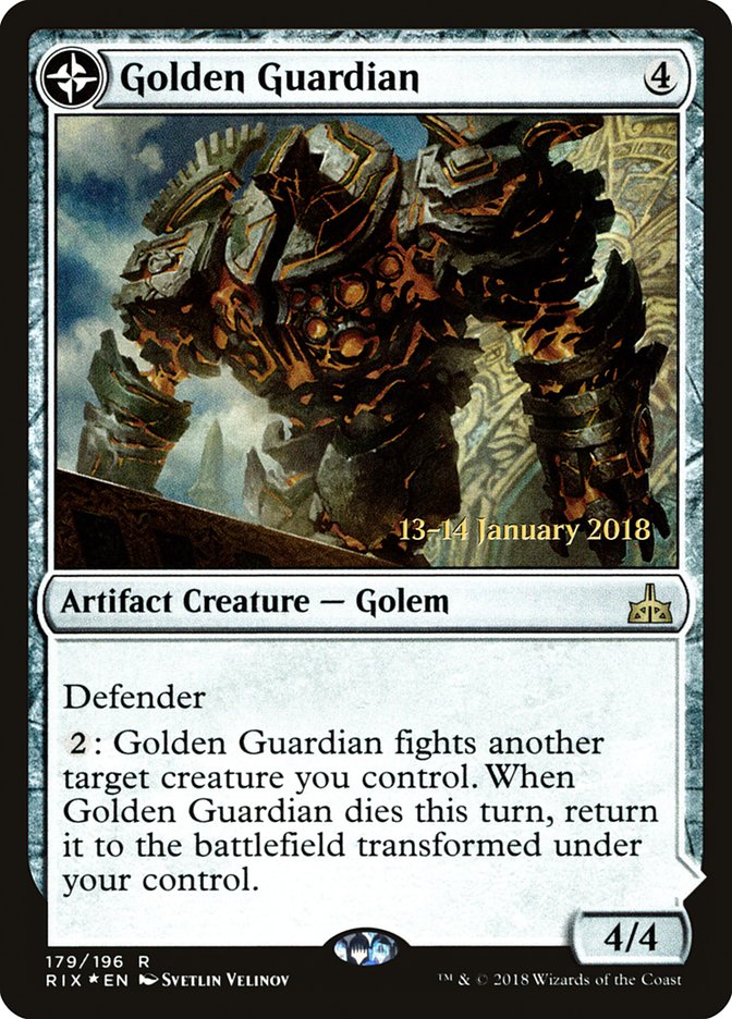 Golden Guardian // Gold-Forge Garrison [Rivals of Ixalan Prerelease Promos] - Devastation Store | Devastation Store