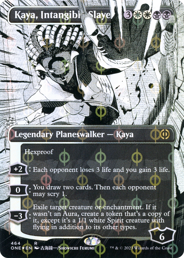 Kaya, Intangible Slayer (Borderless Manga Step-and-Compleat Foil) [Phyrexia: All Will Be One] | Devastation Store