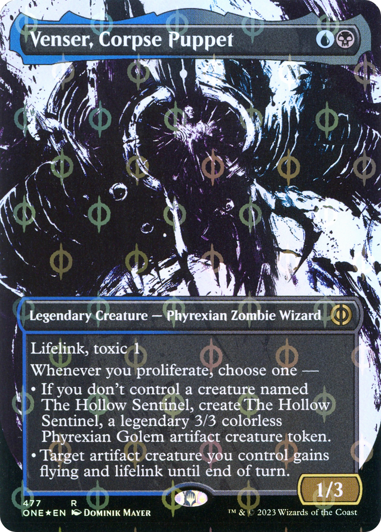 Venser, Corpse Puppet (Borderless Ichor Step-and-Compleat Foil) [Phyrexia: All Will Be One] | Devastation Store