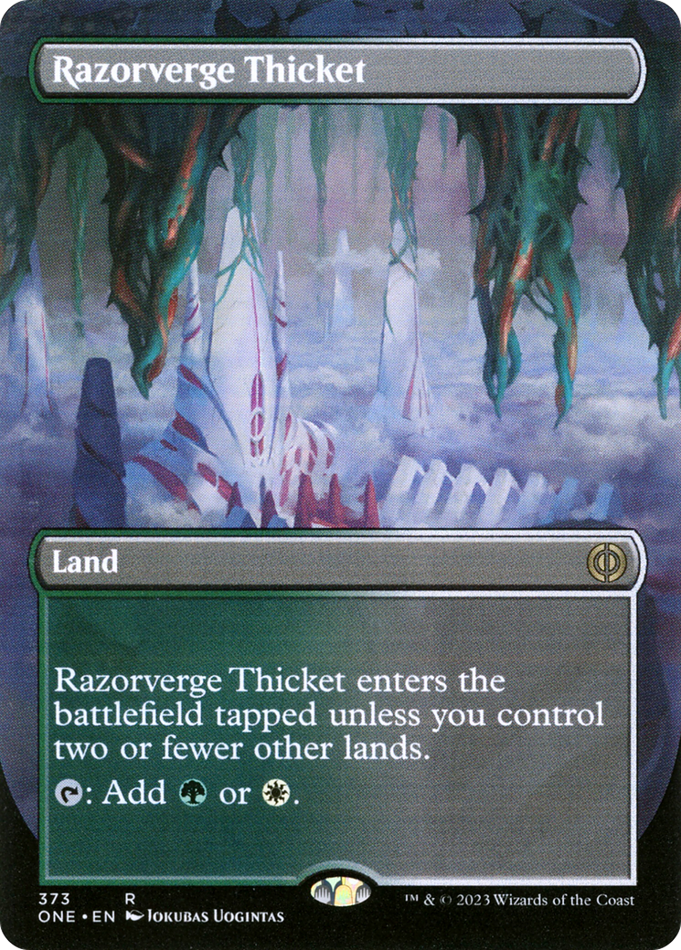 Razorverge Thicket (Borderless Alternate Art) [Phyrexia: All Will Be One] | Devastation Store