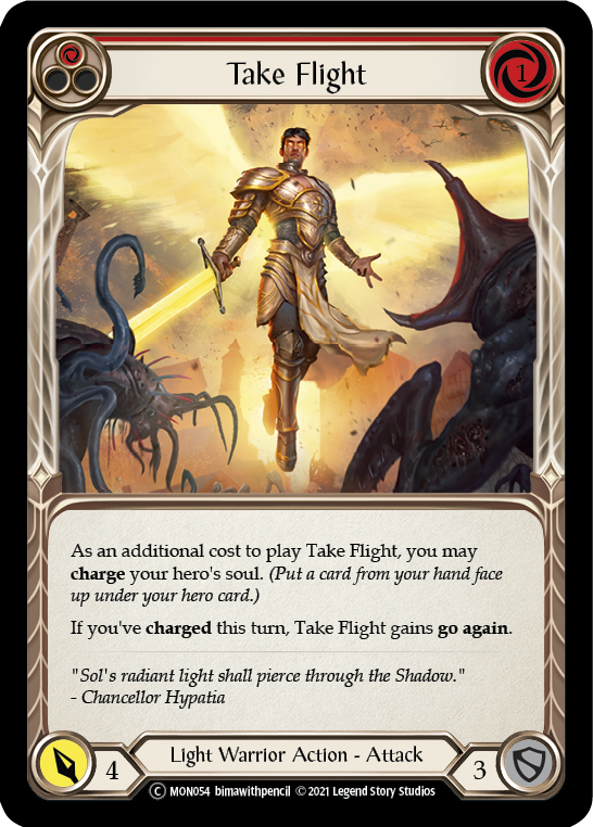 Take Flight (Red) (Rainbow Foil) [U-MON054-RF] Unlimited Edition Rainbow Foil | Devastation Store