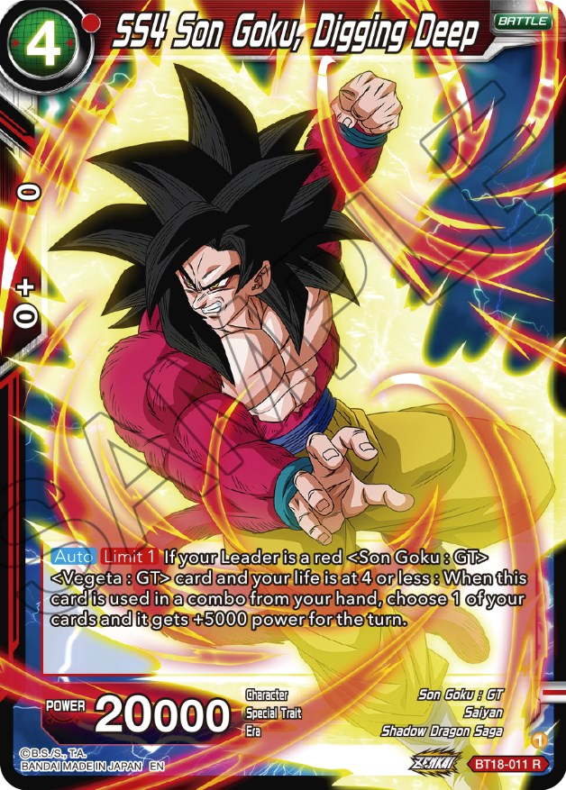 SS4 Son Goku, Digging Deep (BT18-011) [Dawn of the Z-Legends] | Devastation Store