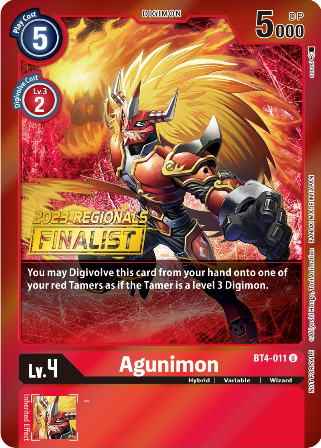 Agunimon [BT4-011] (2023 Regionals Finalist) [Great Legend Promos] | Devastation Store
