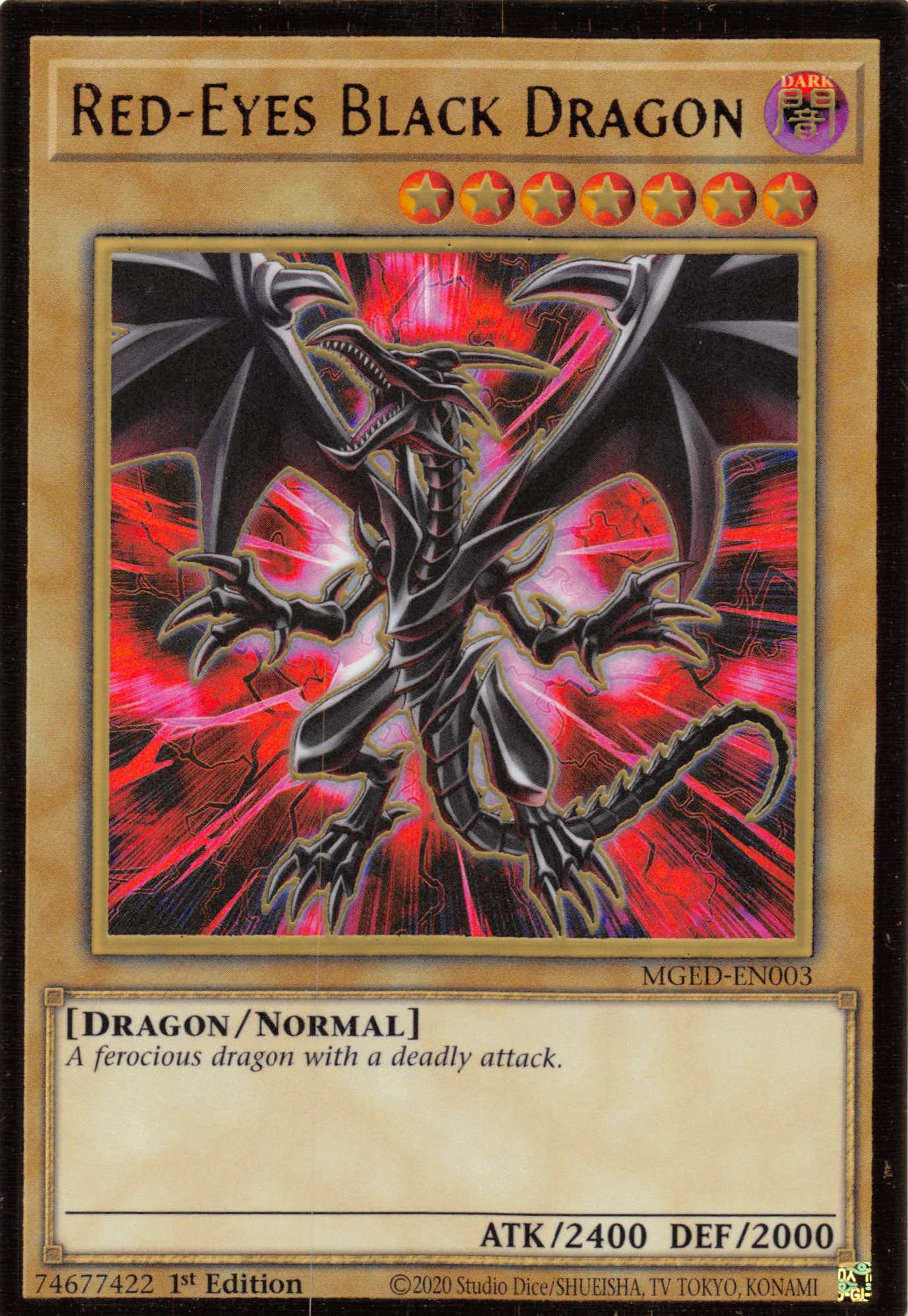 Red-Eyes Black Dragon (Alternate Art) [MGED-EN003] Gold Rare | Devastation Store