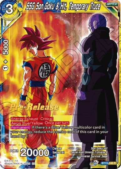 SSG Son Goku & Hit, Temporary Truce (BT15-146) [Saiyan Showdown Prerelease Promos] | Devastation Store