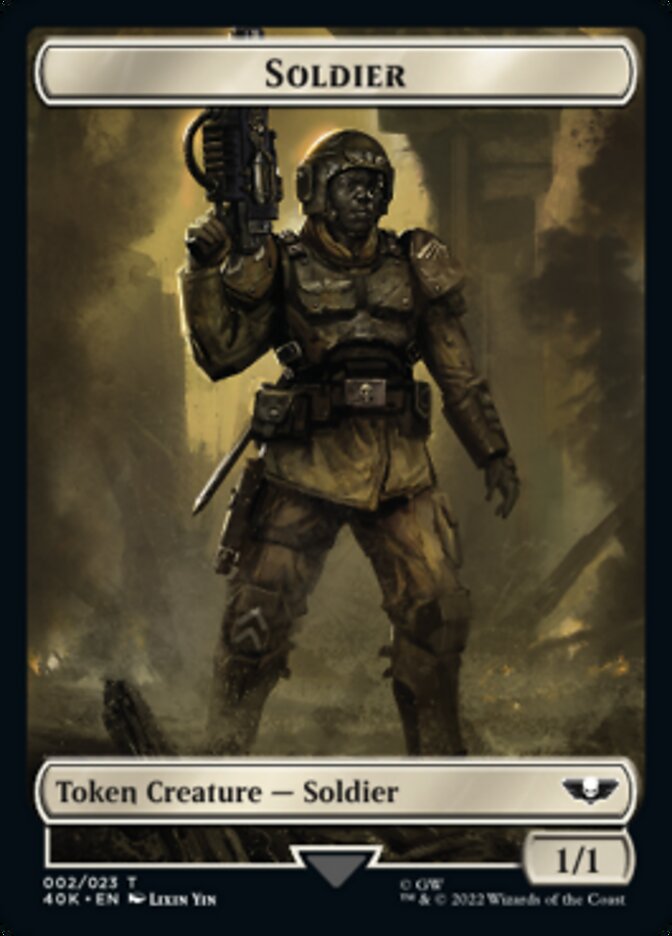 Soldier (002) // Space Marine Devastator Double-Sided Token (Surge Foil) [Universes Beyond: Warhammer 40,000 Tokens] | Devastation Store