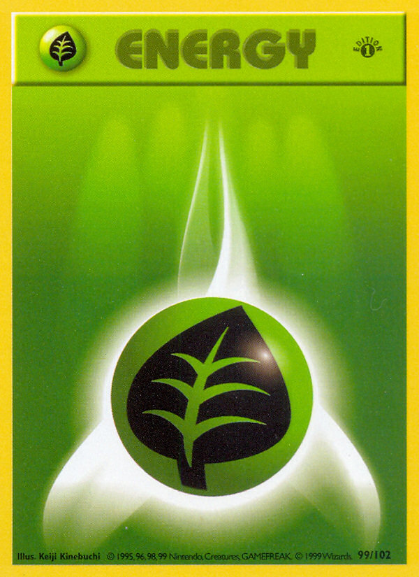 Grass Energy (99/102) (Shadowless) [Base Set 1st Edition] | Devastation Store