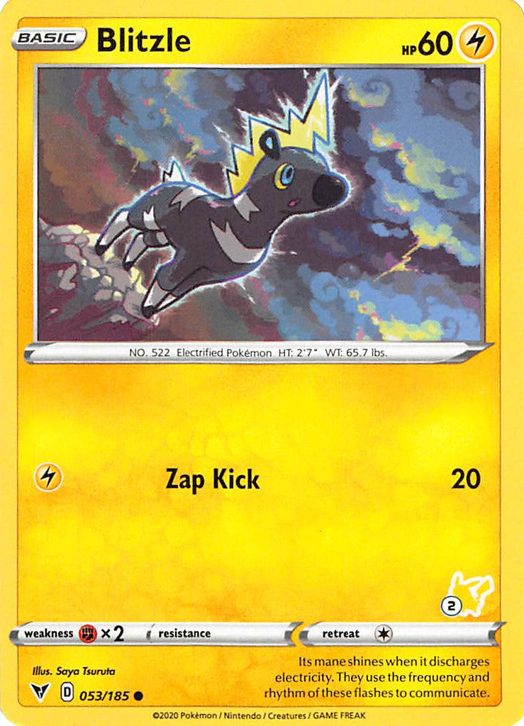 Blitzle (053/185) (Pikachu Stamp #2) [Battle Academy 2022] | Devastation Store