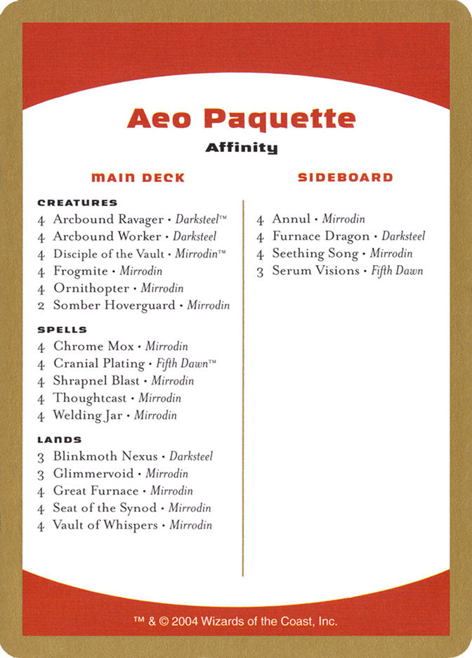 Aeo Paquette Decklist [World Championship Decks 2004] | Devastation Store