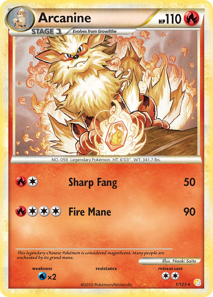 Arcanine (1/123) (Theme Deck Exclusive) [HeartGold & SoulSilver: Base Set] | Devastation Store