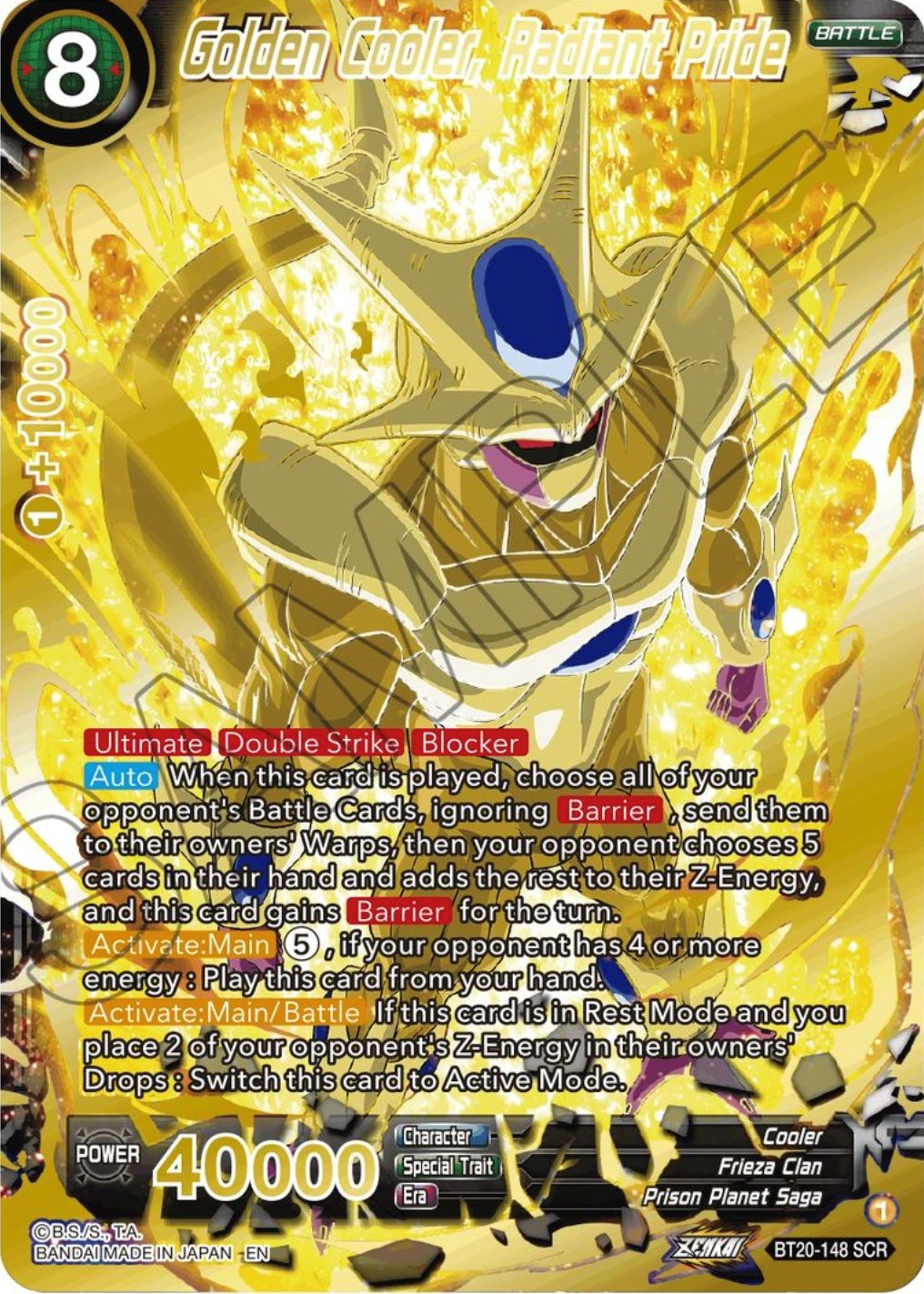 Golden Cooler, Radiant Pride (SCR) (BT20-148) [Power Absorbed] | Devastation Store