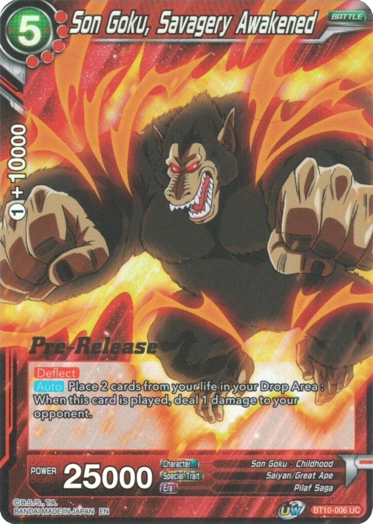 Son Goku, Savagery Awakened (BT10-006) [Rise of the Unison Warrior Prerelease Promos] | Devastation Store